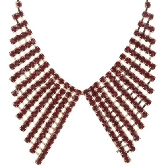 CHLOE & THEODORA COLLAR RED CRYSTAL NECKLACE - Picture 2 of 2